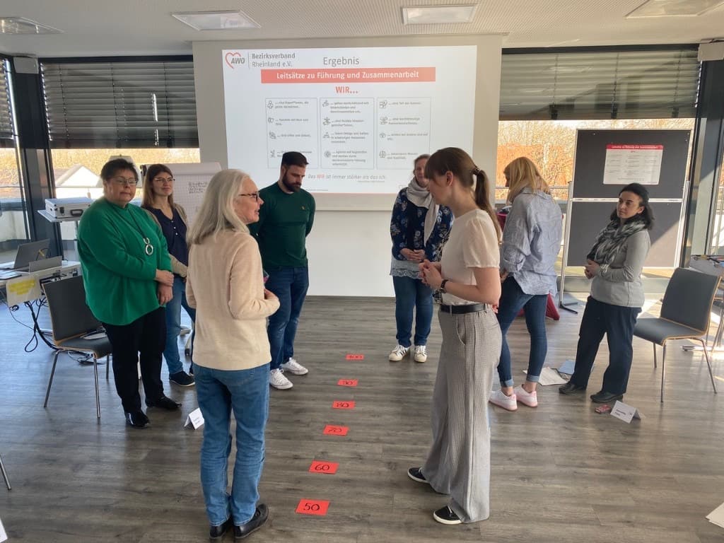 Workshop zu den Leitsätzen zur Zusammenarbeit der AWO Rheinland – Führungskräfte im gemeinsamen Austausch